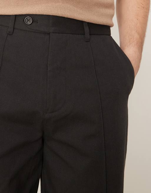 Selected - Tony - Pantaloni neri a fondo ampio in cordura a pieghe , 5 di 5
