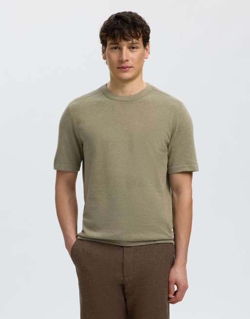Selected - Top lavorato a maglia color vetiver