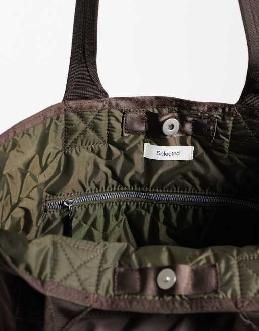 Selected tote tas met laptopvak in donkerbruin, 4 van 4