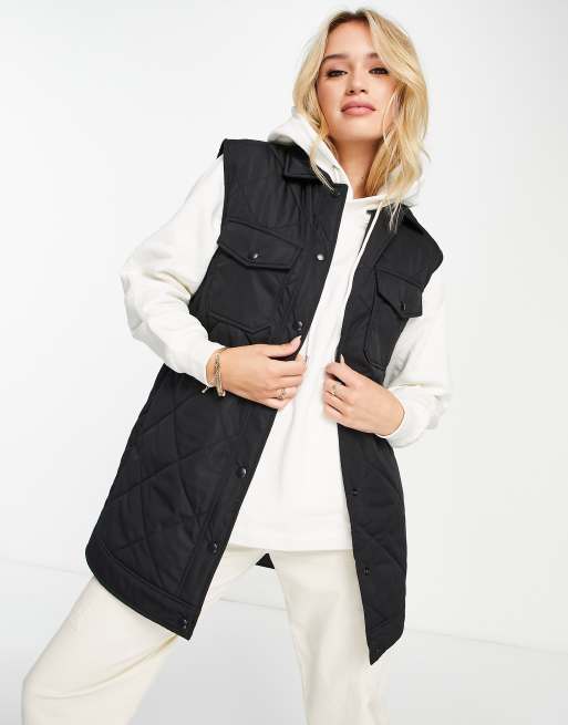 Selected - Vatteret longline-vest i sort