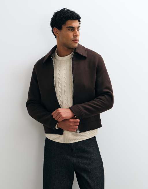 Selected veste à double zip en mélange de laine marron, 4 de 5