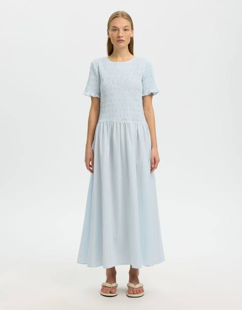 Selected - Vestido midi azul claro - view 1