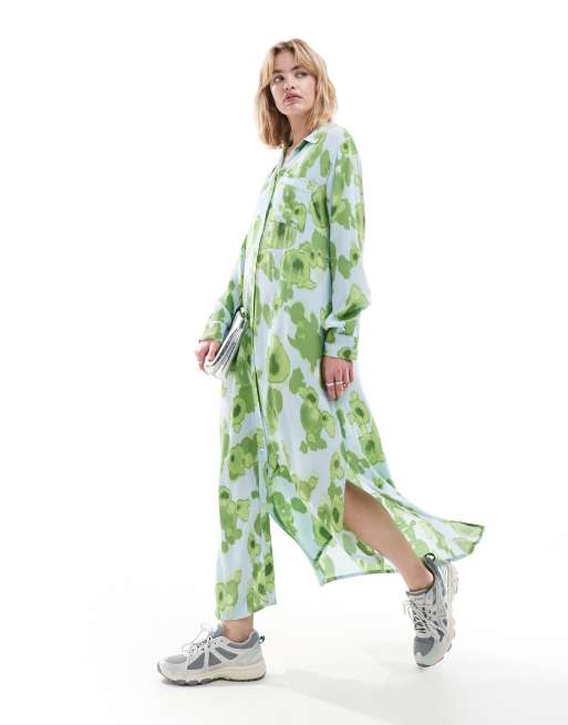 Selected - Vinny - Robe longue à imprimé multicolore - Vert