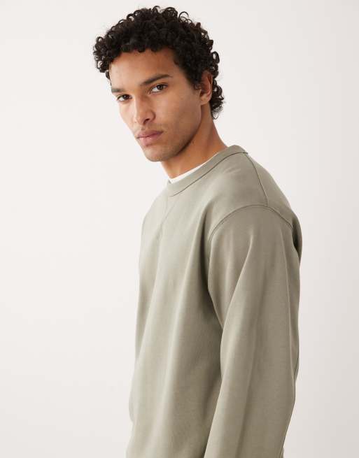 Selected vintage look sweatshirt in khaki, 4 of 5
