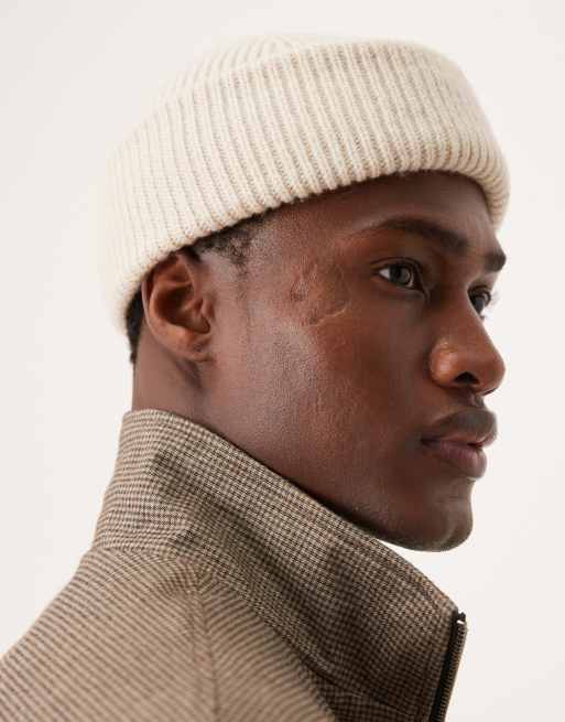 Selected - Vissersbeanie van 100% merinowol in beige , 2 van 3