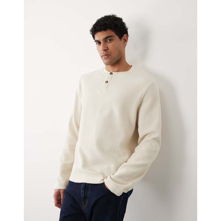 ANCELLM HENLEY RIB LS T-SHIRT （CREAM） ANCELLM - HENLEY RIB LS T-SHIRT/CREAM | NapsNote