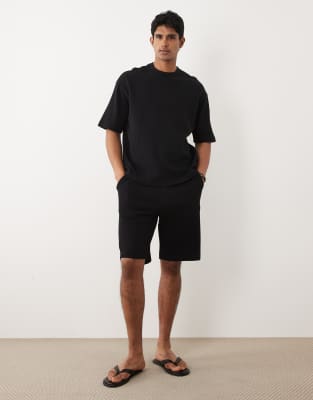 Selected Waffle Shorts In Black