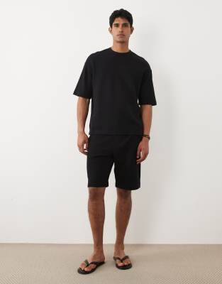 Selected Waffle T-shirt In Black