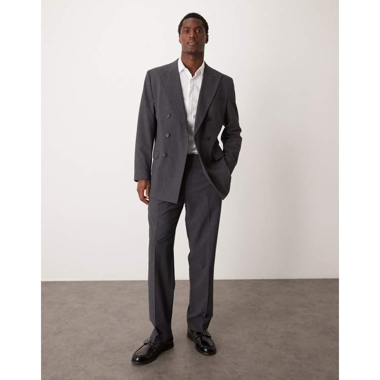 Selected wide leg suit pants in gray pin stripe | ASOS