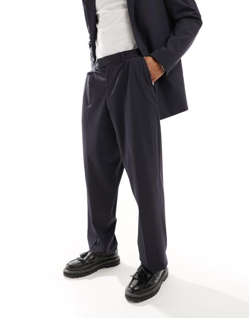 Selected wide leg suit pants in navy | ASOS