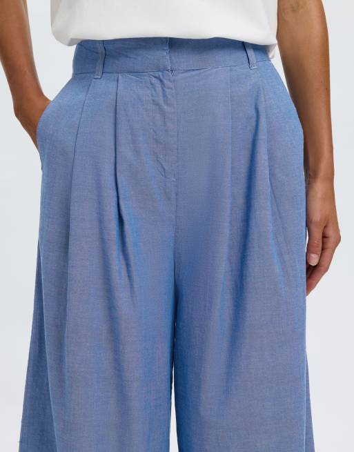 Selected Wide-leg trousers in dark blue, 4 of 6