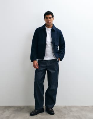 Selected Wool Blend Bomber Jacket In Blue