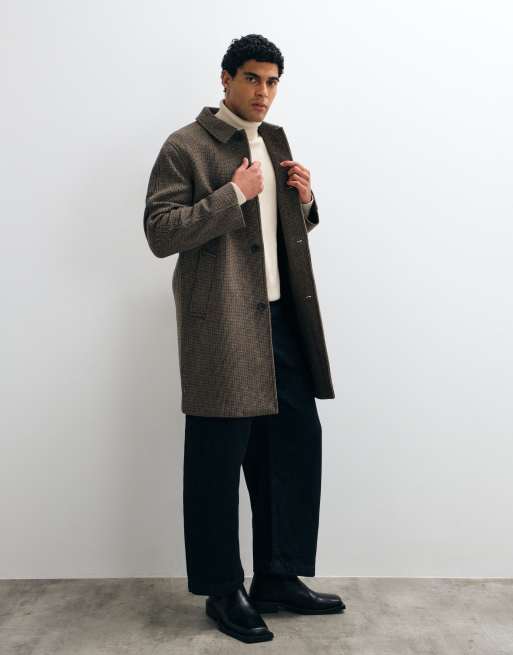 Selected wool blend check coat in multi, 2 of 5