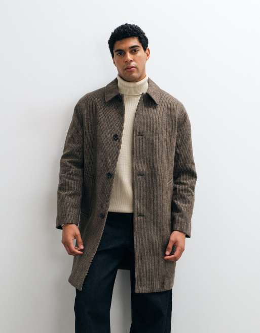 Selected wool blend check coat in multi, 3 of 5