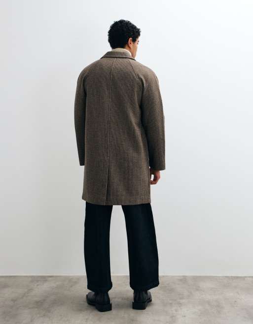 Selected wool blend check coat in multi, 4 of 5