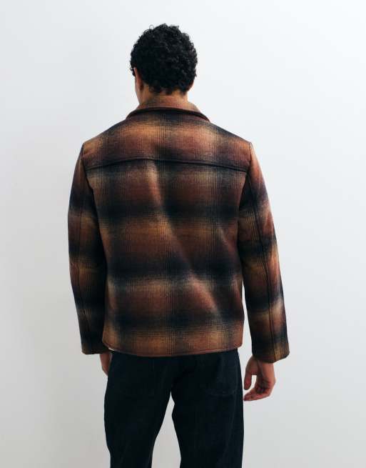 Selected wool blend check zip jacket in multi, 5 of 5