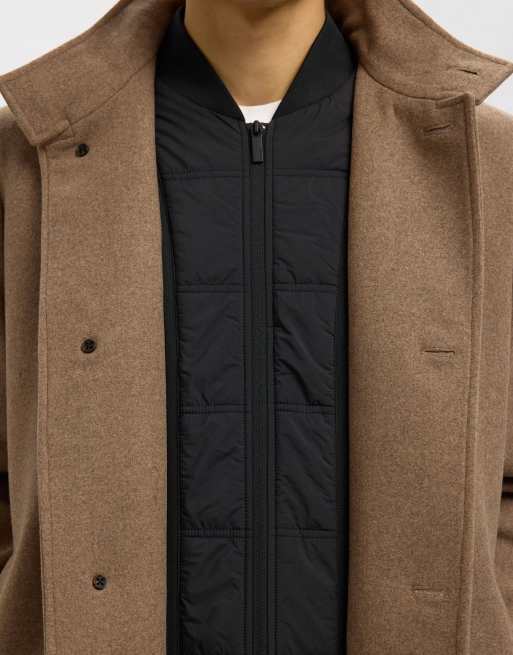 Selected Wool-blend coat in fallen rock, 3 of 5
