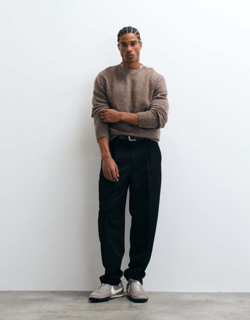 Selected wool blend knit sweater in speckled brown, 4 of 5