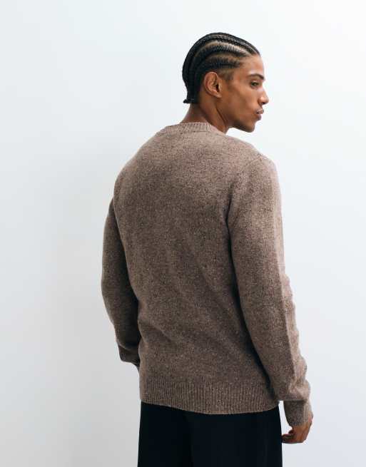 Selected wool blend knit sweater in speckled brown, 5 of 5