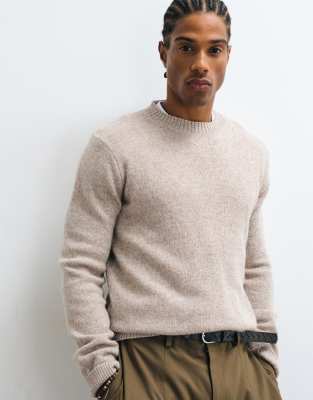 Selected Wool Blend Knit Sweater In Neutral