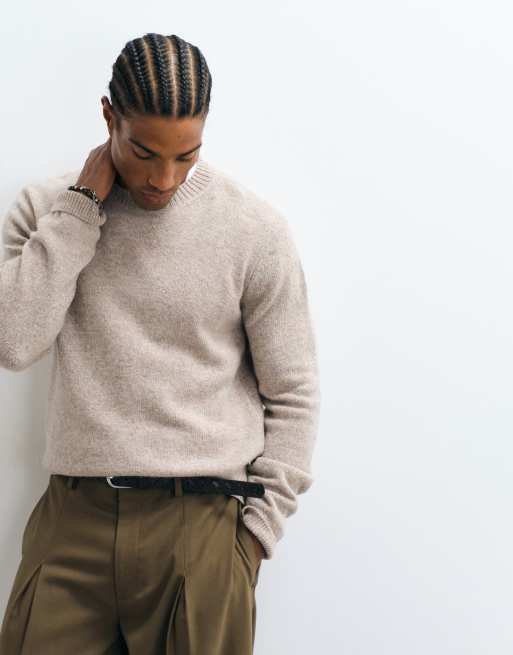 Selected wool blend knit sweater in speckled cream, 3 of 5