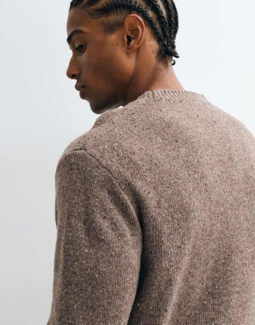 Selected wool blend knitted jumper in speckled brown, 3 of 5