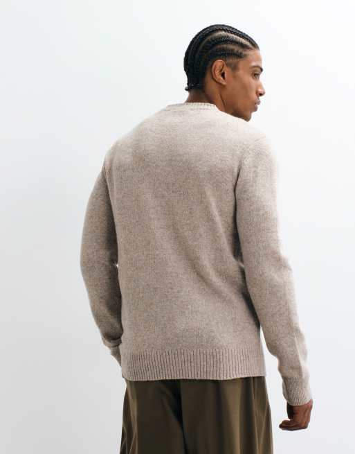 Selected wool blend knitted jumper in speckled cream, 5 of 5