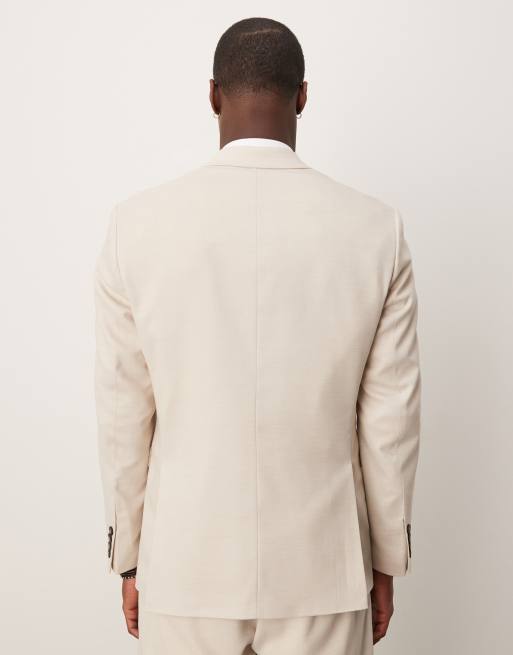 Selected wool blend regular fit blazer in cream , 4 of 5