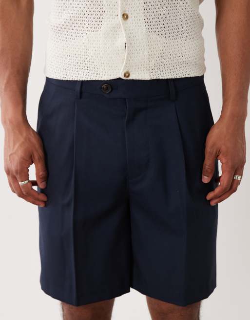 Selected wool blend shorts in navy, 4 of 5