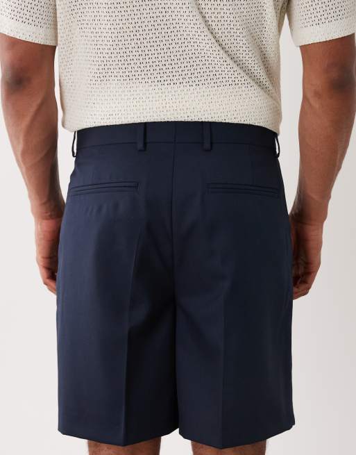 Selected wool blend shorts in navy, 5 of 5