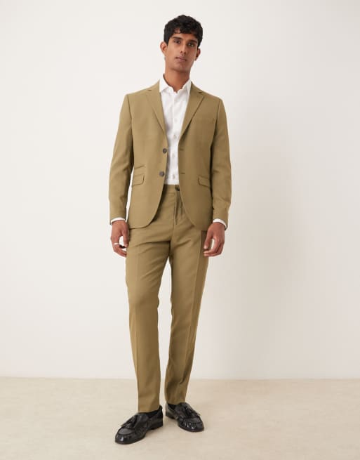 Selected wool blend slim fit blazer in green , 2 of 5