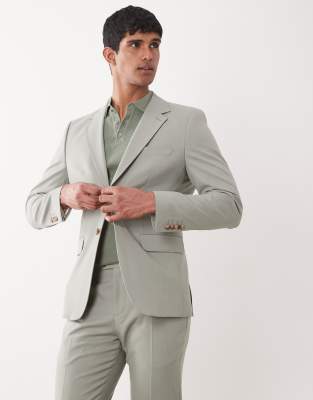 Selected Wool Blend Slim Fit Blazer In Gray