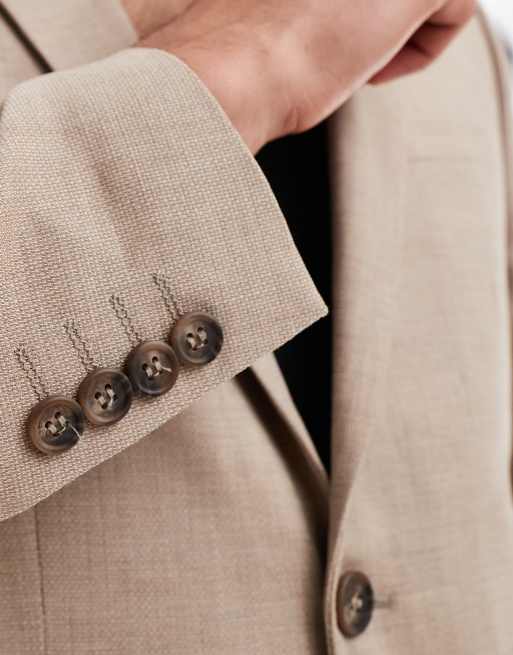 Selected wool blend slim fit suit jacket in beige , 3 of 5