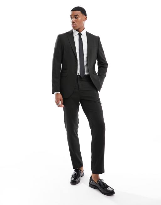 Selected wool blend slim fit suit jacket in dark green  , 2 of 5