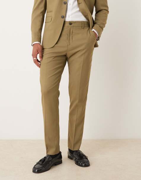 Selected wool blend slim fit trouser in green - view 1