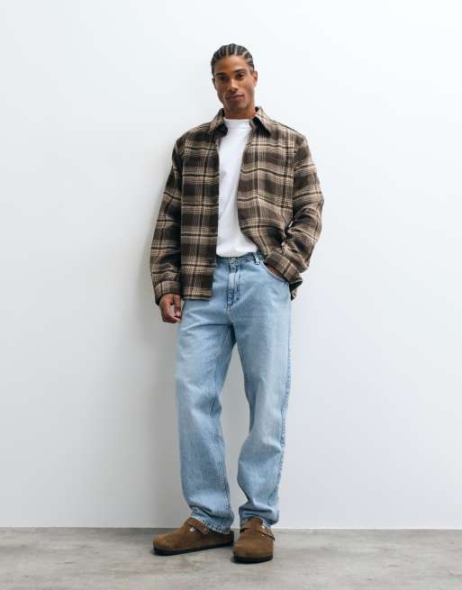 Selected wool blend tweed overshirt in brown check, 2 of 5