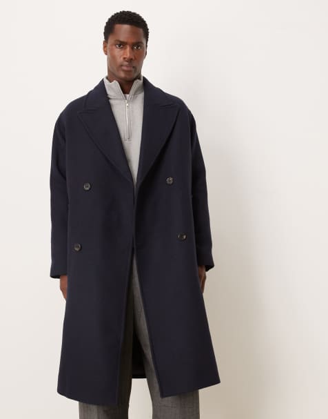 Selected wool coat in navy - view 1