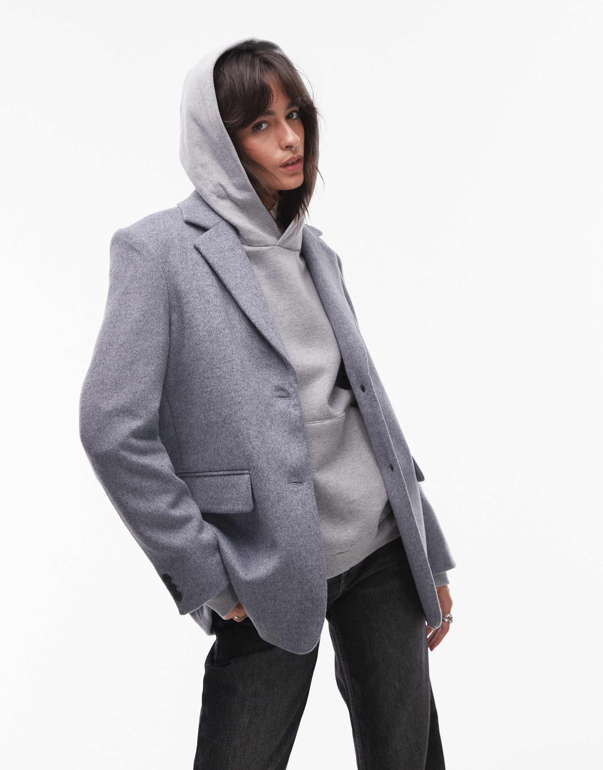 selected wool mix blazer in gray