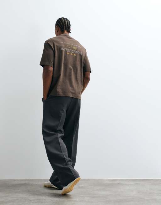 Selected x Domestic 100% cotton heavyweight t-shirt with print in chocolate brown, 4 of 5