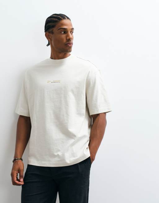 Selected x Domestic 100% cotton heavyweight T-shirt with print in off white, 5 of 5