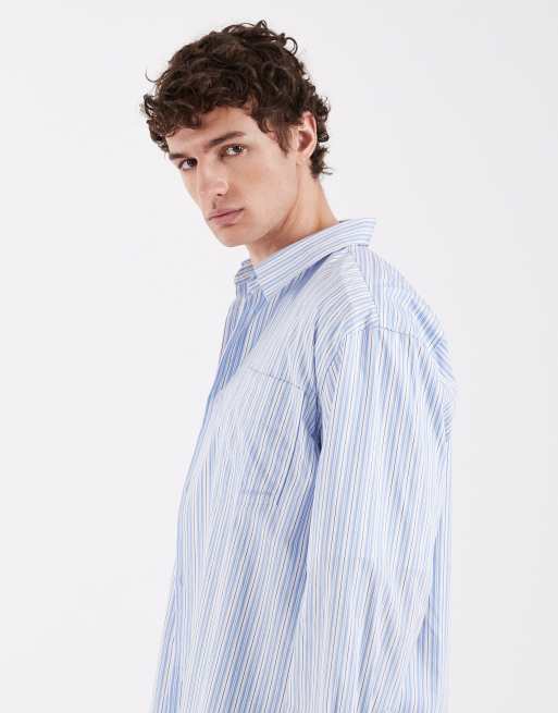 Selected X Hotel Amour - Gestreept overhemd met lange mouwen in blauw, 4 van 5