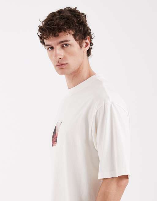 Selected X Hotel Amour – Gräddvit, kraftig t-shirt i oversize med tryck framtill, 4 av 5