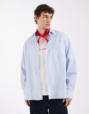 Selected X Htel Amour long sleeve striped shirt in blue light blue 19290₽