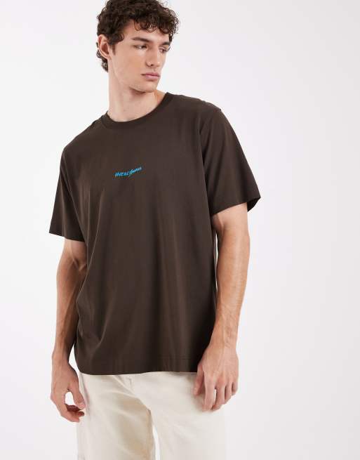 Selected X Hotel Amour - Oversized T-shirt met etensprint op de achterkant in bruin, 4 van 5