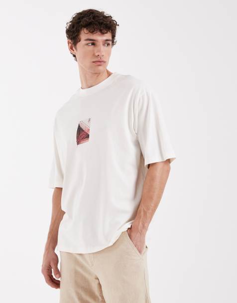 Selected X Hotel Amour - T-shirt oversize épais avec imprimé à l'avant - Crème - view 1