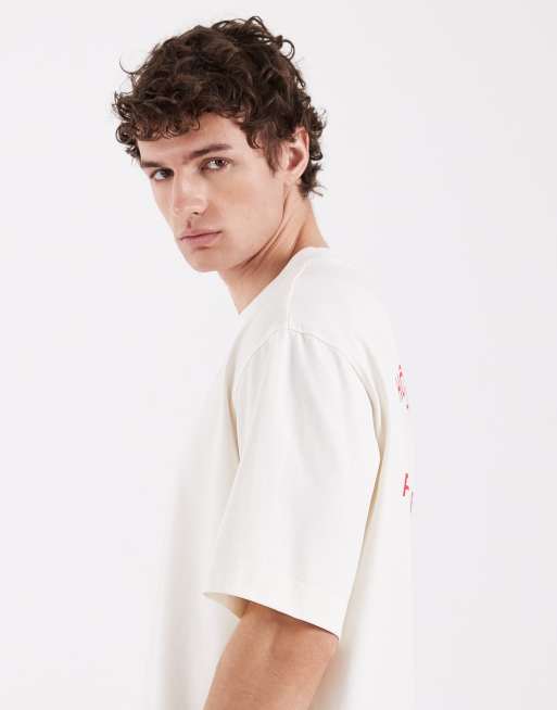 Selected x Hotel – Schweres Oversize-T-Shirt in Cremeweiß mit „Amour“-Print auf der Vorderseite, 5 von 5