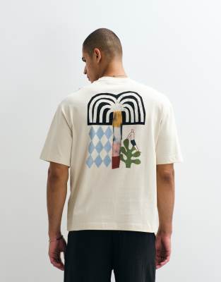 Selected X Mduzeh Heavyweight T-shirt With Back Print In White