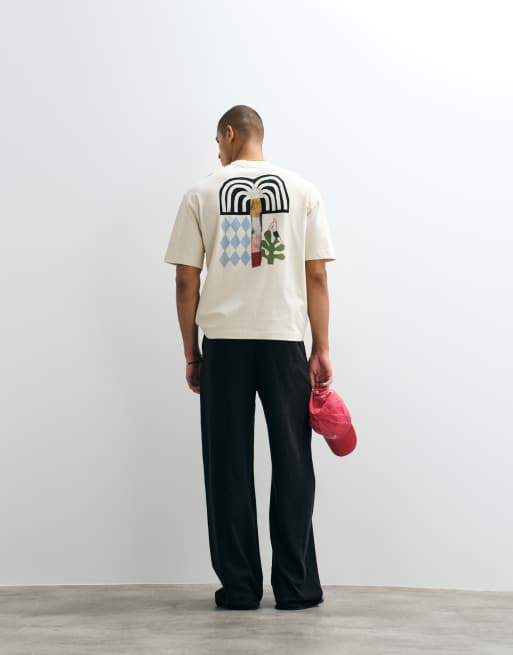 Selected X Mduzeh - Kraftig cremehvid T-shirt med rygprint, 5 af 5