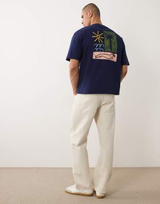 Selected X Mduzeh T-shirt With Back Print In Blue