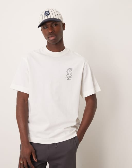 Selected x Nous Vous – Oversize-T-Shirt in Cremeweiß mit Print, 2 von 4